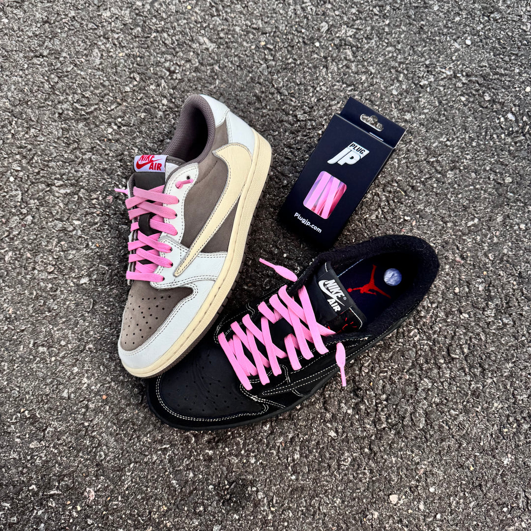 Premium Waxed Flat Shoe Laces (Pink)