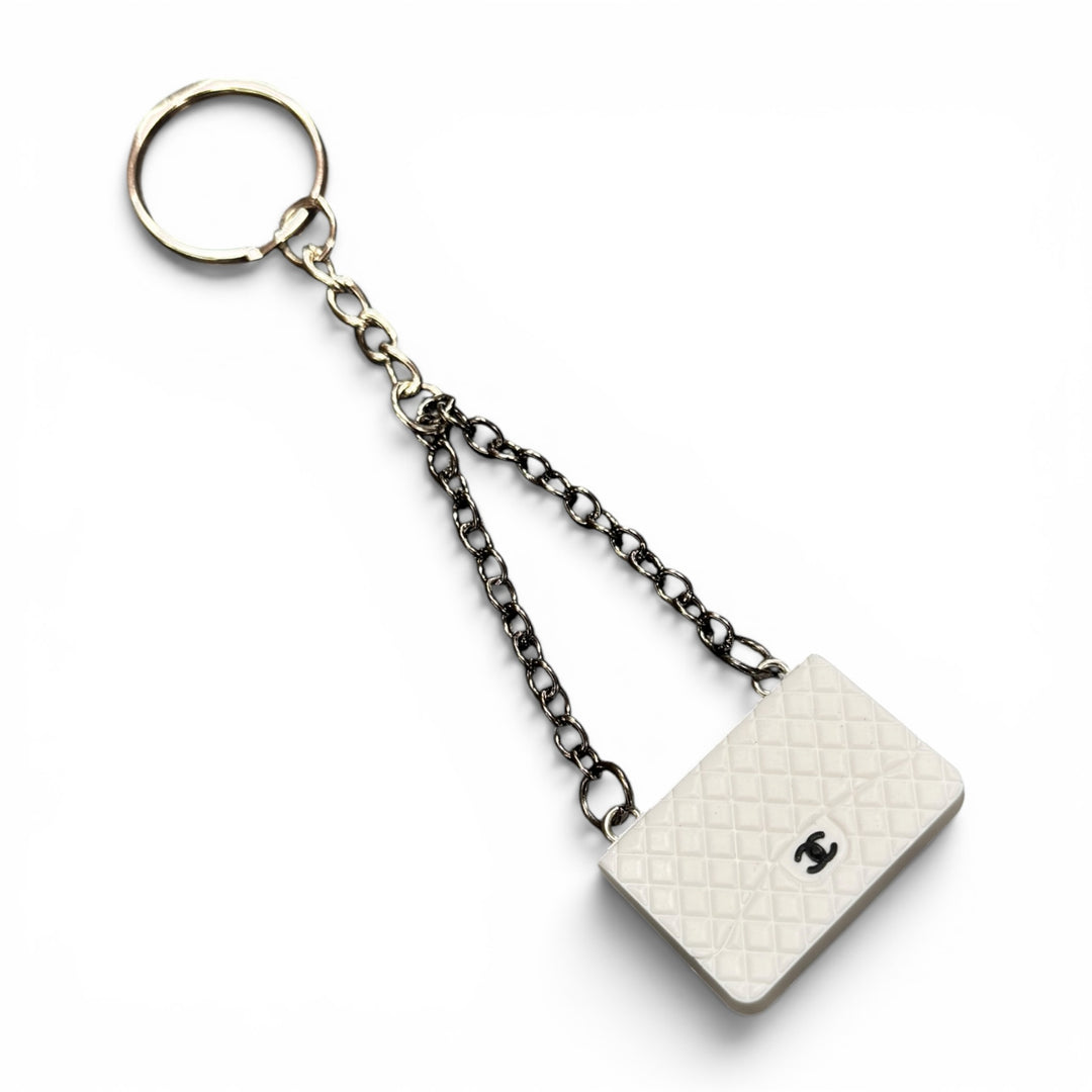 Mini Handbag Keychain White CC