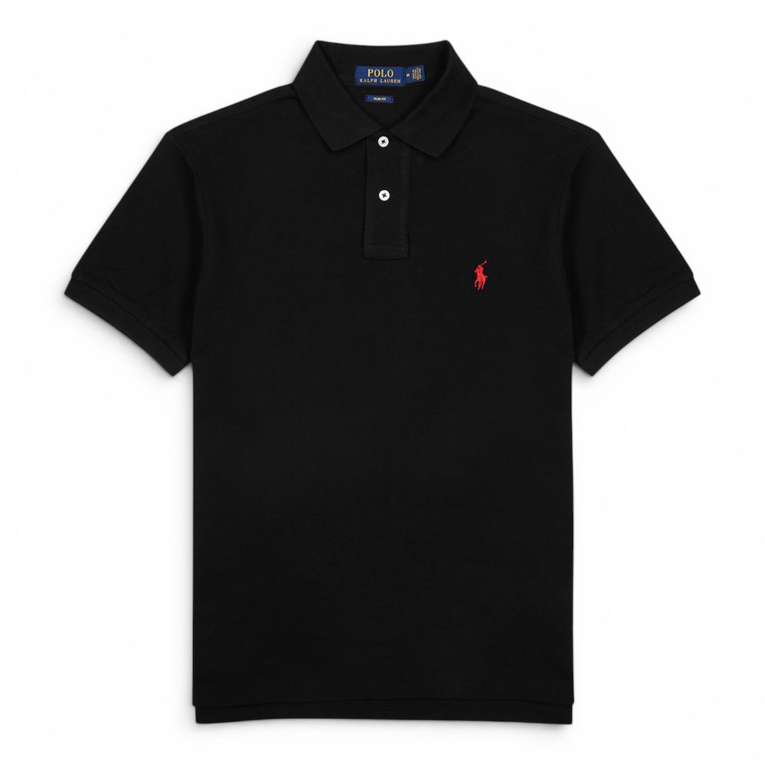 Ralph Lauren Black Slim Fit Mesh Polo Shirt