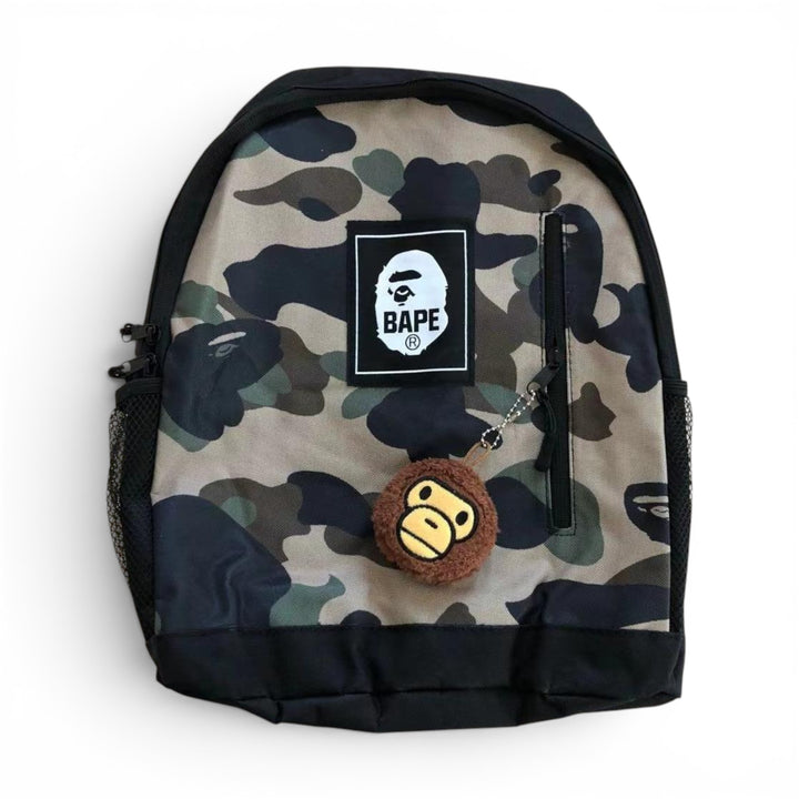 BAPE Green Camo Backpack With Small Baby Milo