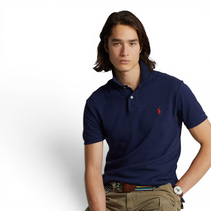Ralph Lauren Navy Slim Fit Mesh Polo Shirt