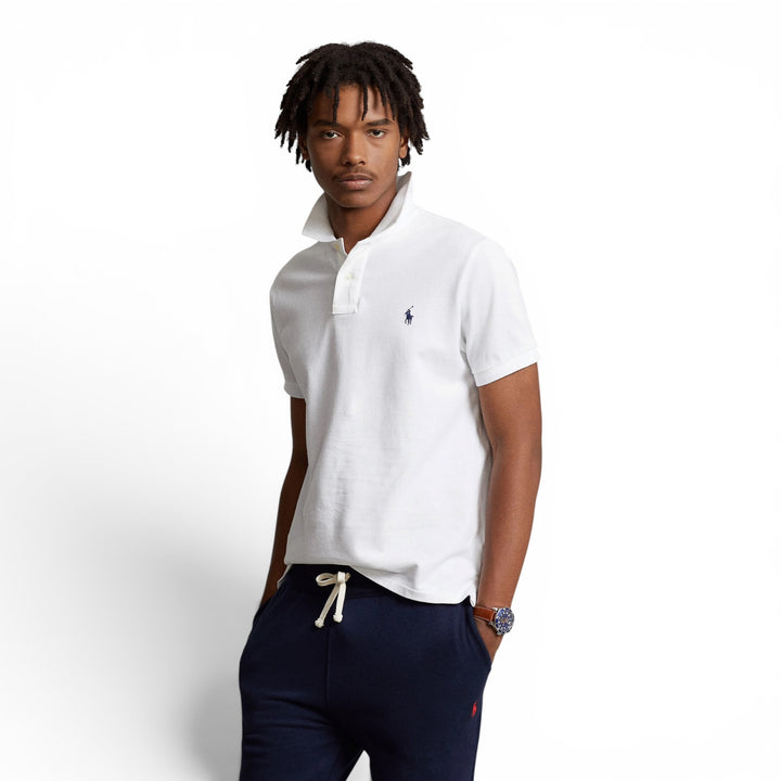 Ralph Lauren White Slim Fit Mesh Polo Shirt
