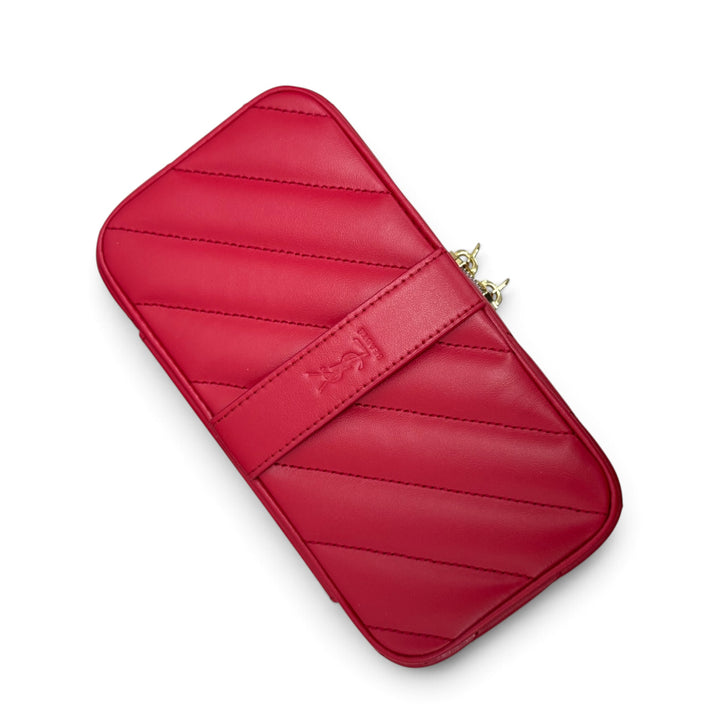 YSL Beauté Red Quilted Vanity Case & Mirror (With Packaging Box)