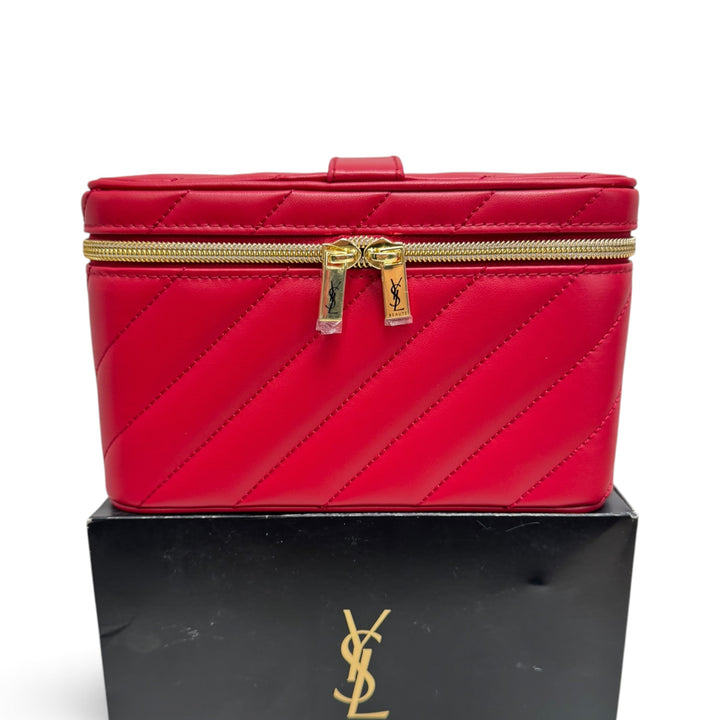 YSL Beauté Red Quilted Vanity Case & Mirror (With Packaging Box)
