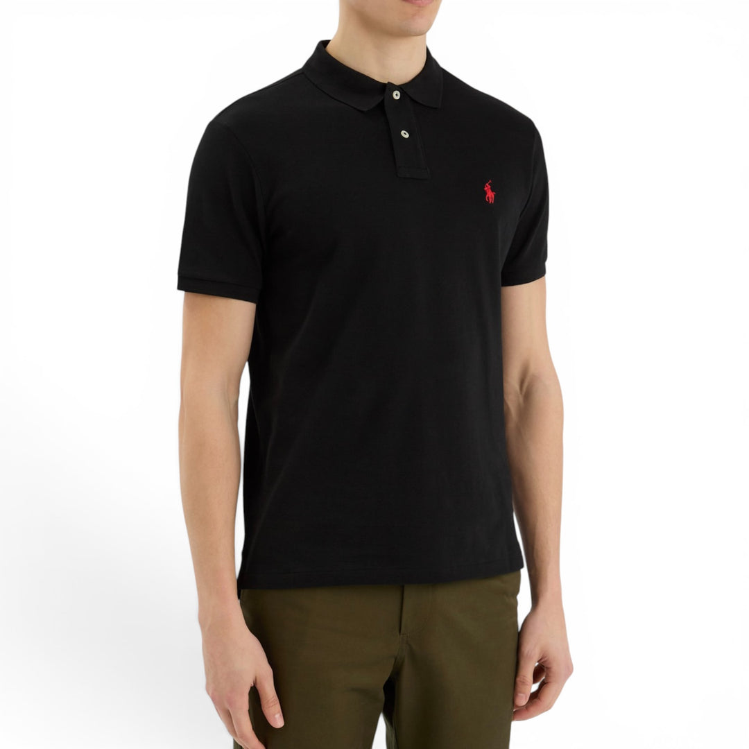 Ralph Lauren Black Slim Fit Mesh Polo Shirt