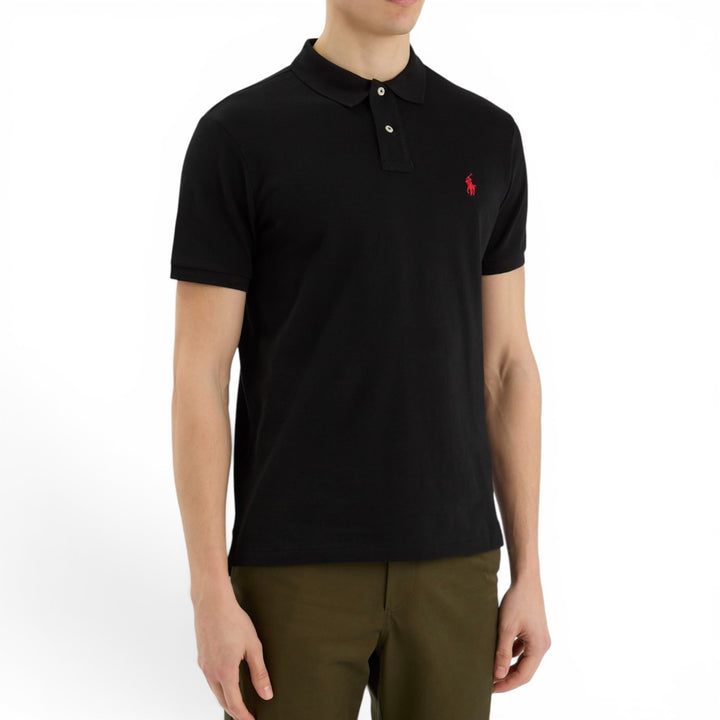 Ralph Lauren Black Slim Fit Mesh Polo Shirt