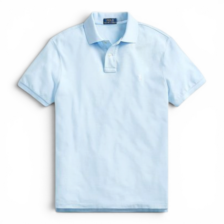 Ralph Lauren Baby Blue Slim Fit Mesh Polo Shirt