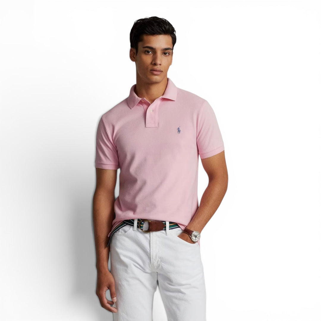 Ralph Lauren Pink Slim Fit Mesh Polo Shirt