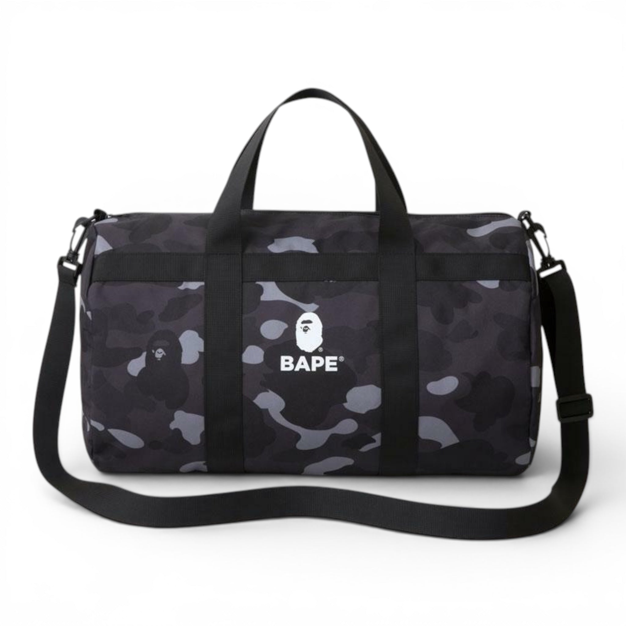 BAPE Black Camo Travel Duffle Bag With Cross Body Strap – Plug JP