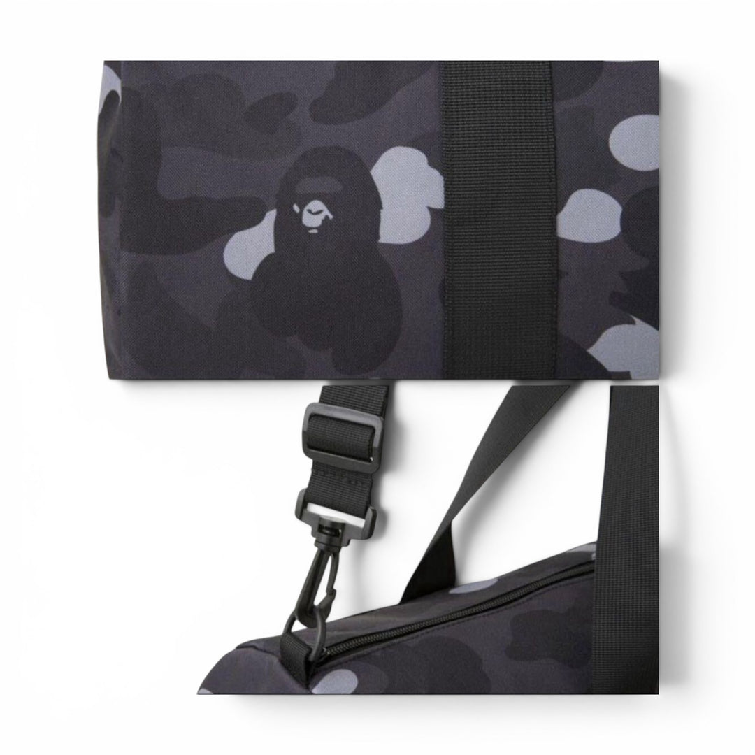 BAPE Black Camo Travel Duffle Bag With Cross Body Strap
