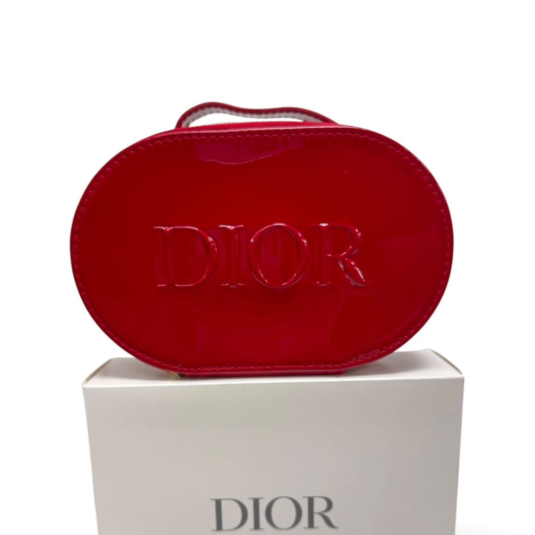 Dior Beauty Glossy Red Top Handle Wash Bag (with box)