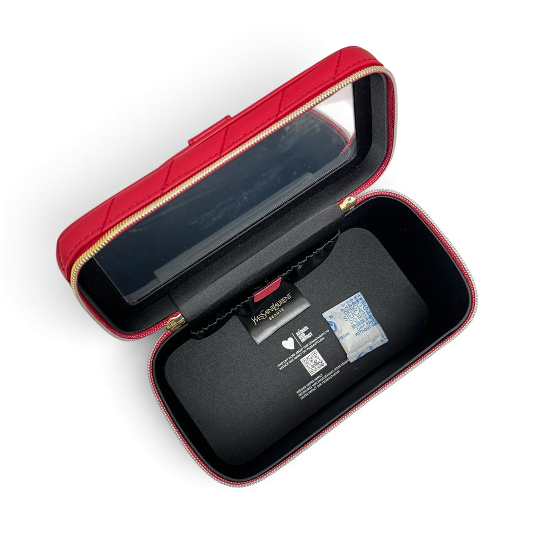 YSL Beauté Red Quilted Vanity Case & Mirror (With Packaging Box)