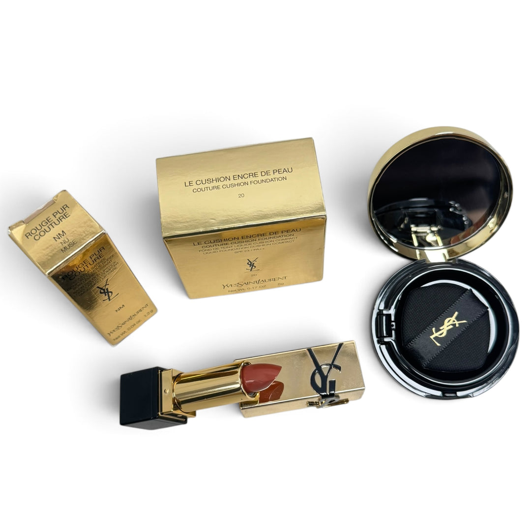 YSL Black Quilted Vanity Cross Body & Cosmetics Set