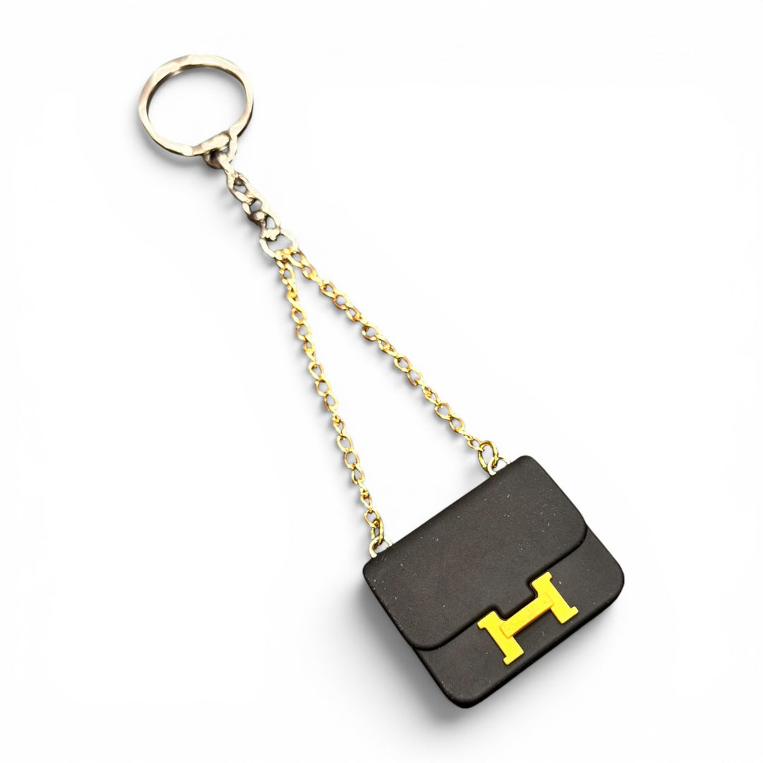 Mini Handbag Keychain Black H