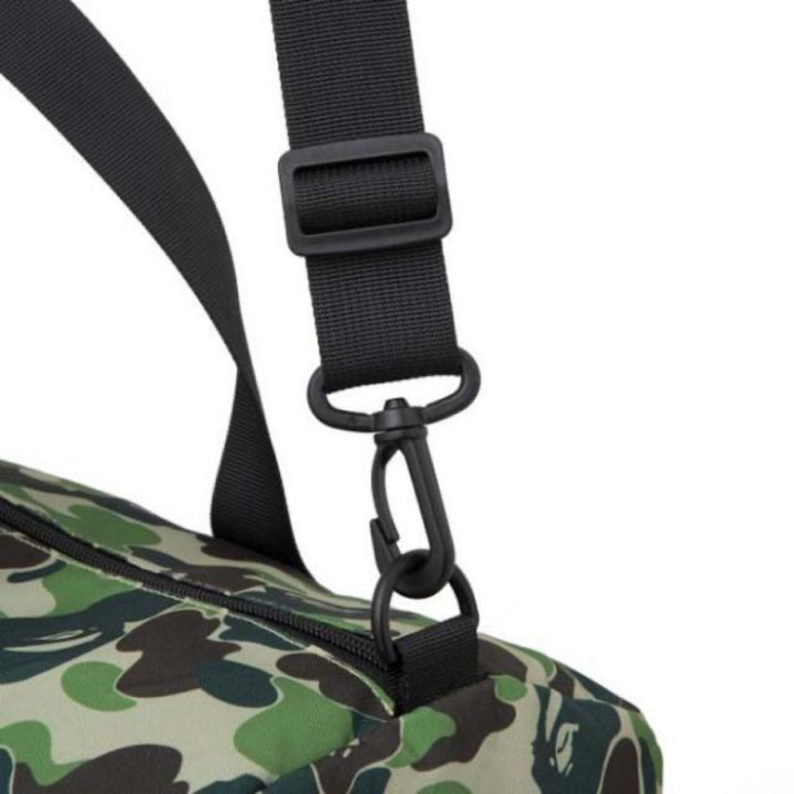 BAPE Green Camo Travel Duffle Bag With Crossbody Strap