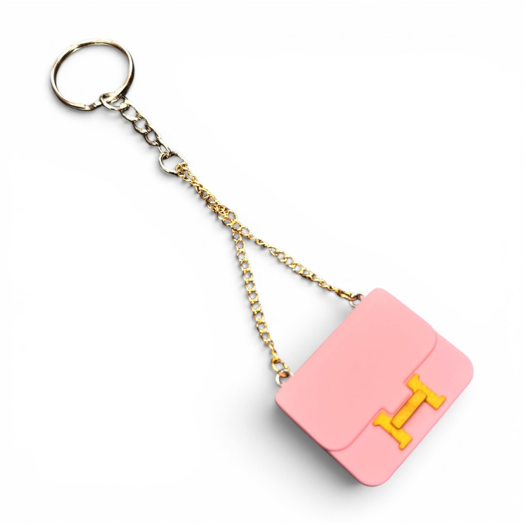Mini Handbag Keychain Pink H