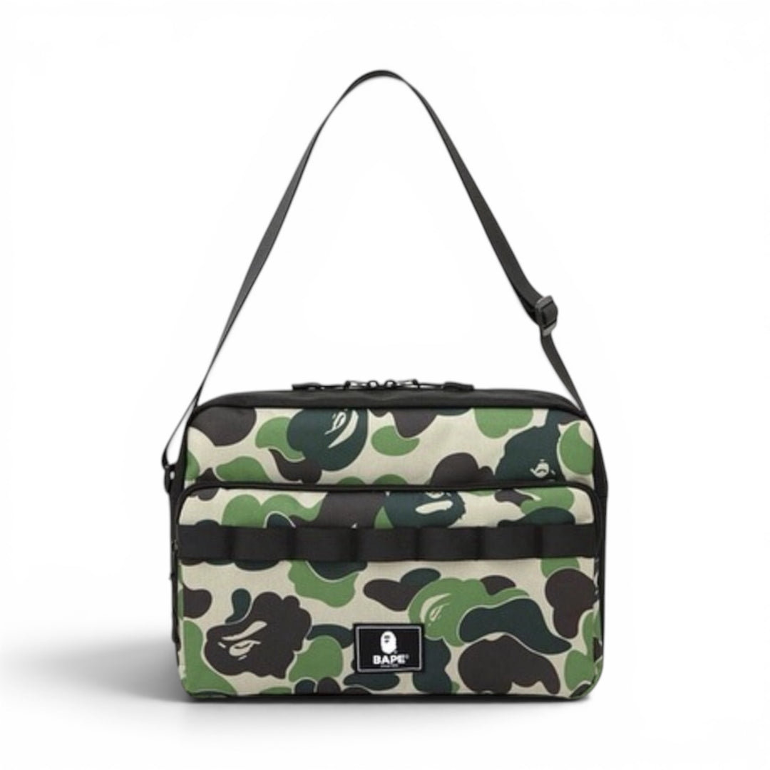 BAPE Large Cross Body Green Camo Shoulder Bag With Carabiner