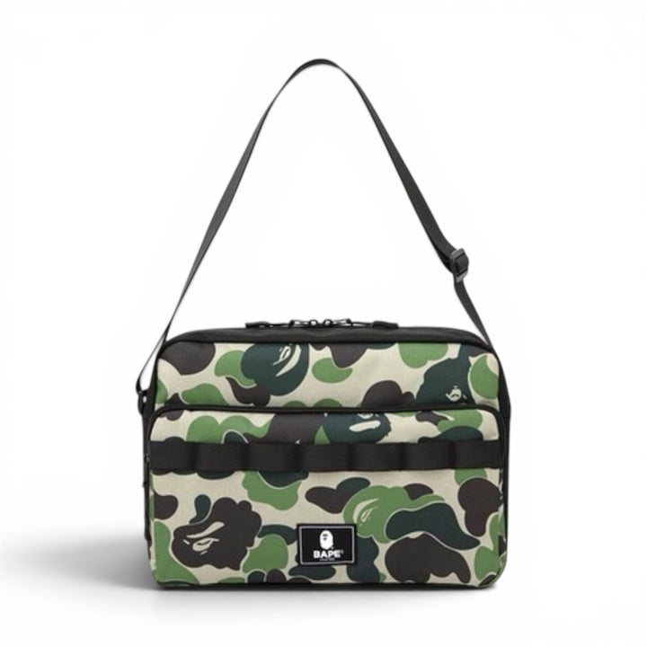 BAPE Large Cross Body Green Camo Shoulder Bag With Carabiner