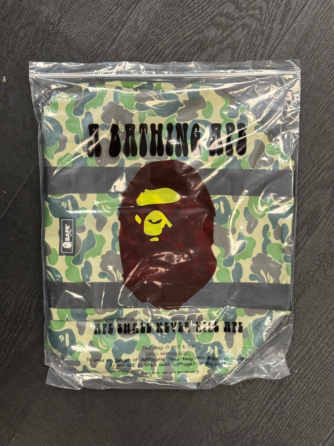 BAPE Green Camo Travel Duffle Bag With Crossbody Strap