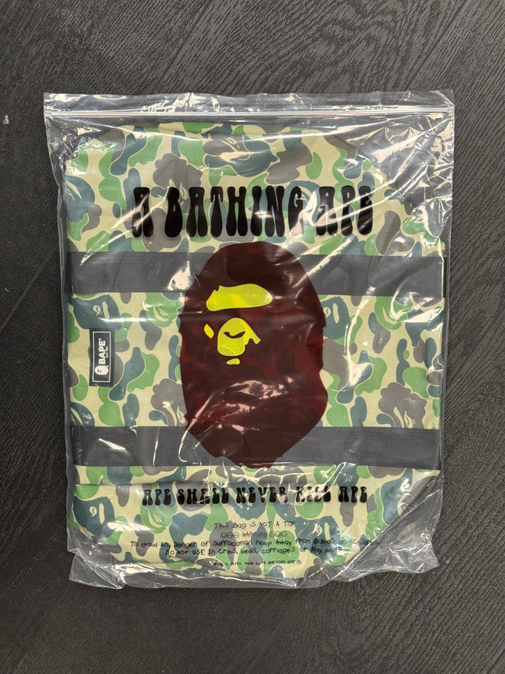 BAPE Green Camo Travel Duffle Bag With Crossbody Strap