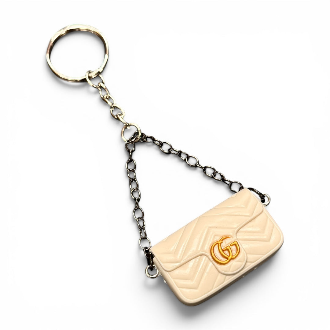 Mini Handbag Keychain White GG